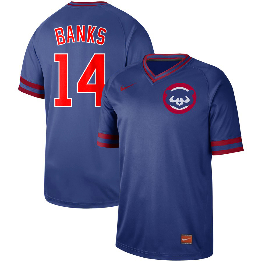 Men's Chicago Cubs #14 Ernie Banks Royal Cooperstown Collection Legend Stitched MLB Jersey - Click Image to Close