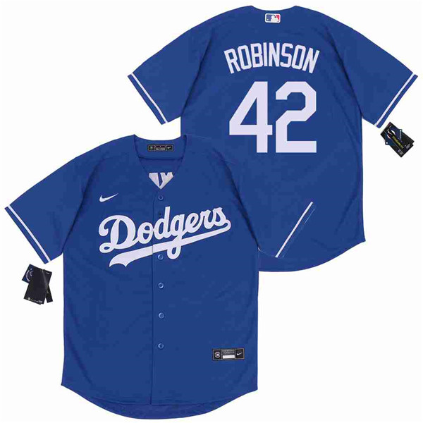 Men's Los Angeles Dodgers #42 Jackie Robinson Blue Cool Base Stitched MLB Jersey - Click Image to Close