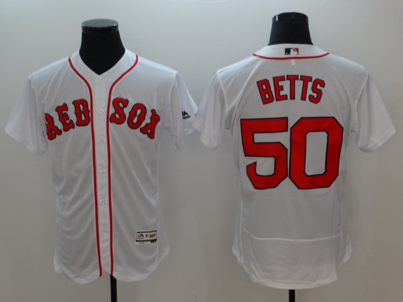 Men's Boston Red Sox #50 Mookie Betts White Flexbase Stitched MLB Jersey - Click Image to Close