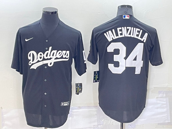 Men's Los Angeles Dodgers #34 Toro Valenzuela Black Cool Base Stitched Baseball Jersey