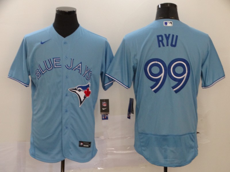 Men's Toronto Blue Jays #99 Hyun-Jin Ryu Blue Flex Base Stitched MLB Jersey - Click Image to Close