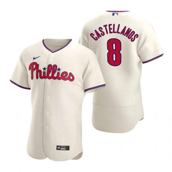 Men's Philadelphia Phillies #8 Nick Castellanos Cream Flex Base Stitched Baseball Jersey - Click Image to Close