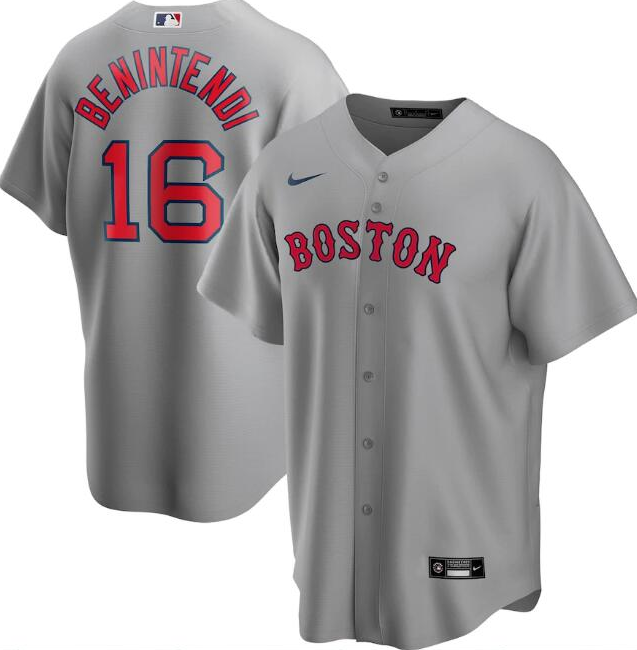 Men's Boston Red Sox Grey #16 Andrew Benintendi Cool Base Stitched MLB Jersey