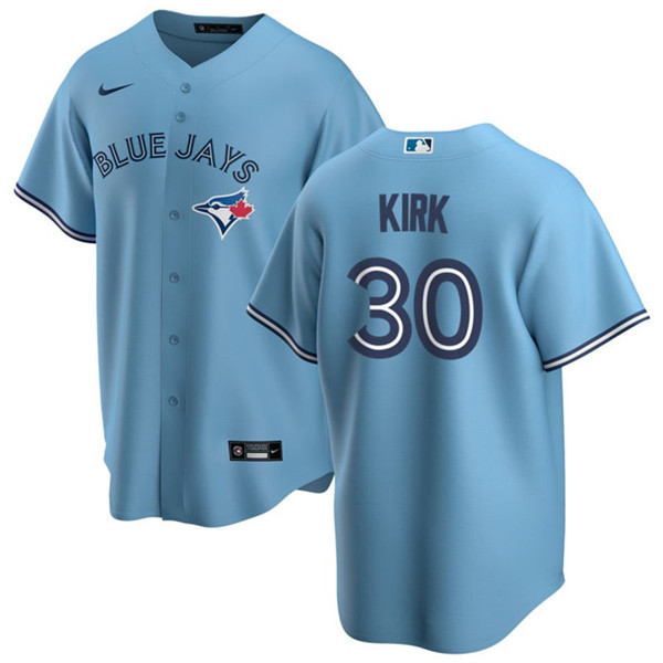 Men's Toronto Blue Jays #30 Alejandro Kirk Light Blue Cool Base Stitched Jersey - Click Image to Close