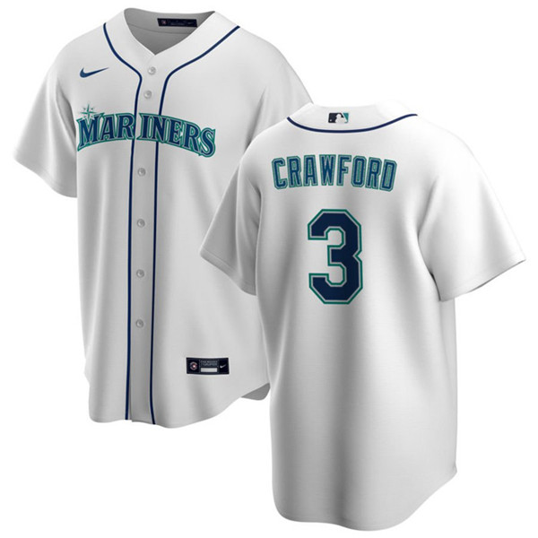 Men's Seattle Mariners #3 J.P. Crawford White Cool Base Stitched Jersey - Click Image to Close