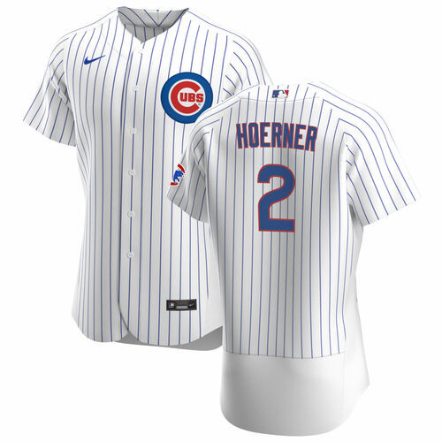 Men's Chicago Cubs #2 Nico Hoerner White Flex Base Stitched Jersey