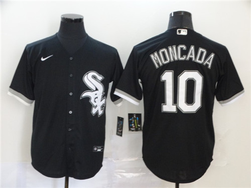 Men's Chicago White Sox #10 Yo??n Moncada Black Cool Base Stitched MLB Jersey - Click Image to Close