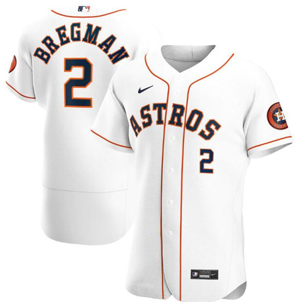 Men's Houston Astros White #2 Alex Bregman Flex Base Stitched MLB Jersey - Click Image to Close