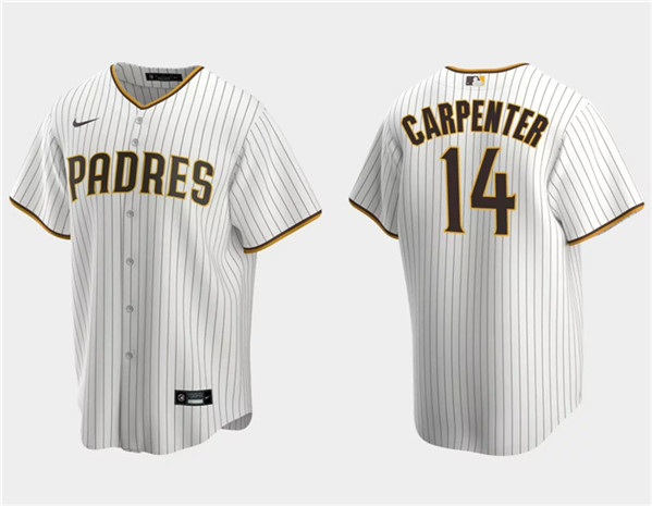 Men's San Diego Padres #14 Matt Carpenter White Cool Base Stitched Jersey - Click Image to Close