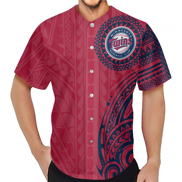 Men's Minnesota Twins Red Baseball Jersey - Click Image to Close