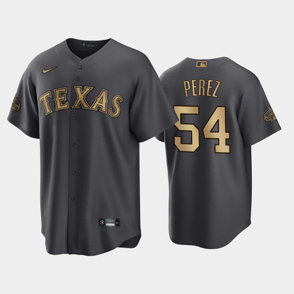 Men's Texas Rangers #54 Martin Perez Charcoal 2022 All-Star Cool Base Stitched Baseball Jersey - Click Image to Close