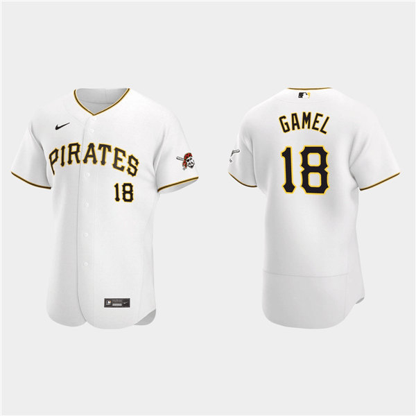 Men's Pittsburgh Pirates #18 Ben Gamel White Flex Base Stitched Jersey - Click Image to Close