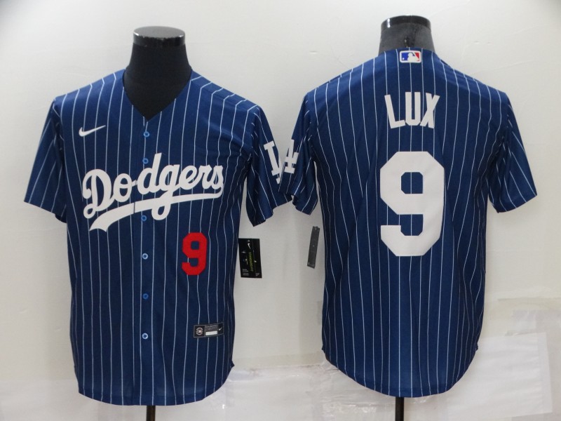 Men's Los Angeles Dodgers #9 Gavin Lux Navy Cool Base Stitched Jersey