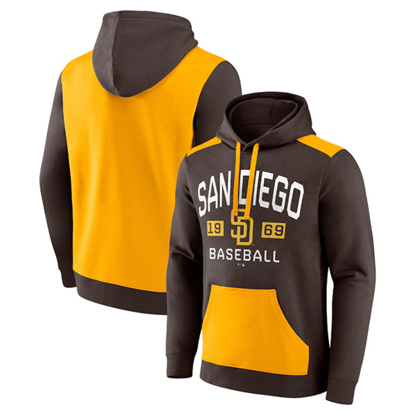 Men's San Diego Padres Brown/Gold Chip In Pullover Hoodie - Click Image to Close