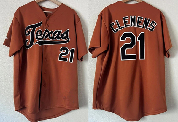 Men's #21 Roger Clemens Orange Stitched Baseball Jersey - Click Image to Close