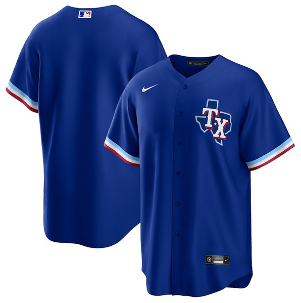 Men's Texas Rangers Royal Stitched Baseball Jersey - Click Image to Close