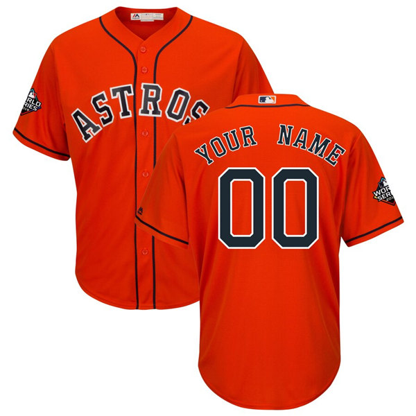 Men's Houston Astros ACTIVE PLAYER Majestic Orange 2019 World Series Bound Official Cool Base Custom Stitched Jersey - Click Image to Close