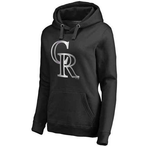 Women's Colorado Rockies Platinum Collection Pullover Hoodie Black - Click Image to Close