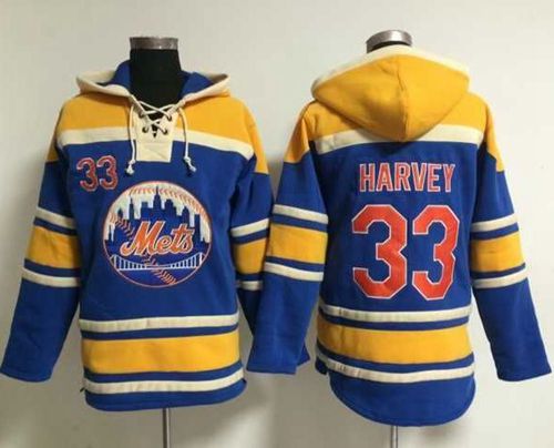 Mets #33 Matt Harvey Blue Sawyer Hooded Sweatshirt MLB Hoodie - Click Image to Close