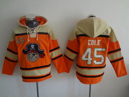 Pirates #45 Gerrit Cole Orange Sawyer Hooded Sweatshirt MLB Hoodie