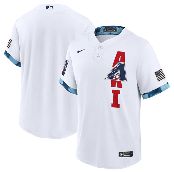 Men's Arizona Diamondbacks Blank 2021 White All-Star Cool Base Stitched MLB Jersey - Click Image to Close