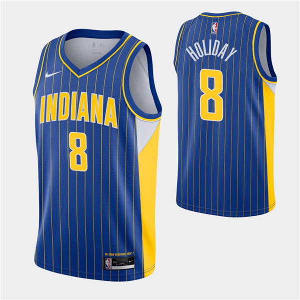 Men's Indiana Pacers #8 Justin Holiday Royal City Swingman 2020-21 Stitched NBA Jersey