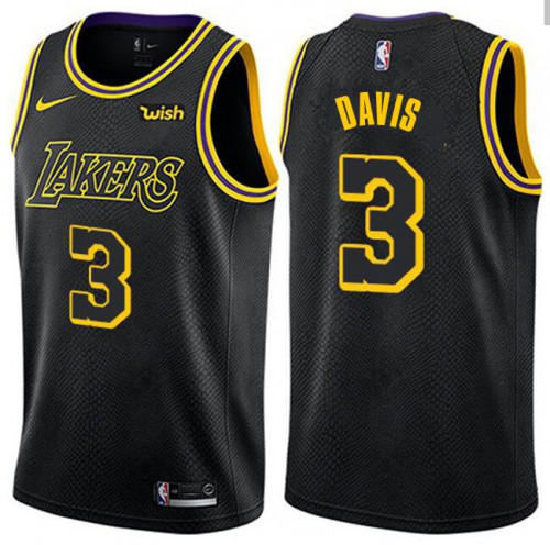 Men's Los Angeles Lakers #3 Anthony Davis Black Stitched NBA Jersey - Click Image to Close