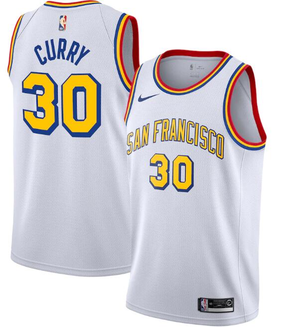 Men's Golden State Warriors White #30 Stephen Curry San Francisco Classic Edition Stitched NBA Jersey