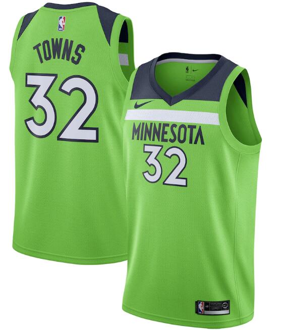 Men's Minnesota Timberwolves Green #32 Karl-Anthony Towns Statement Edition Stitched NBA Jersey - Click Image to Close