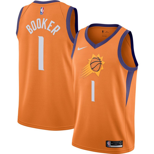 Men's Phoenix Suns #1Devin Booker Orange Stitched NBA Jersey