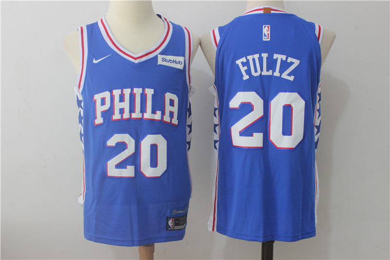 Men's Nike Philadelphia 76ers #20 Markelle Fultz Blue Stitched NBA Jersey - Click Image to Close