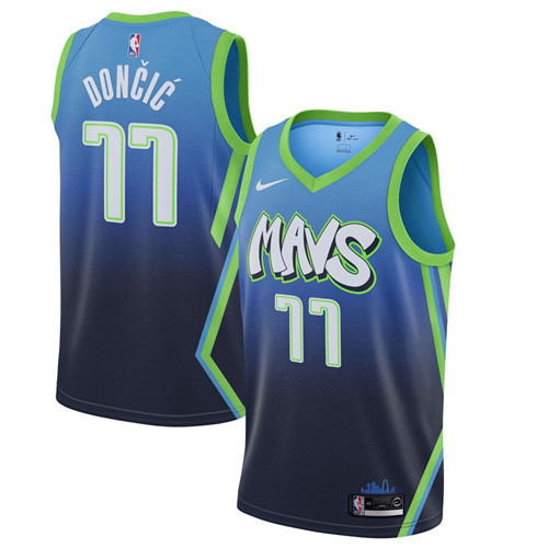 Men's Dallas Mavericks #77 Luka Doncic Blue 2019 City Edition Stitched NBA Jersey - Click Image to Close