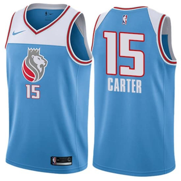 Men's Sacramento Kings #15 Vince Carter Blue Stitched NBA Jersey - Click Image to Close