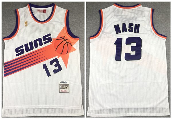 Men's Phoenix Suns #13 Steve Nash White 1996-97 Throwback Stitched NBA Jersey - Click Image to Close