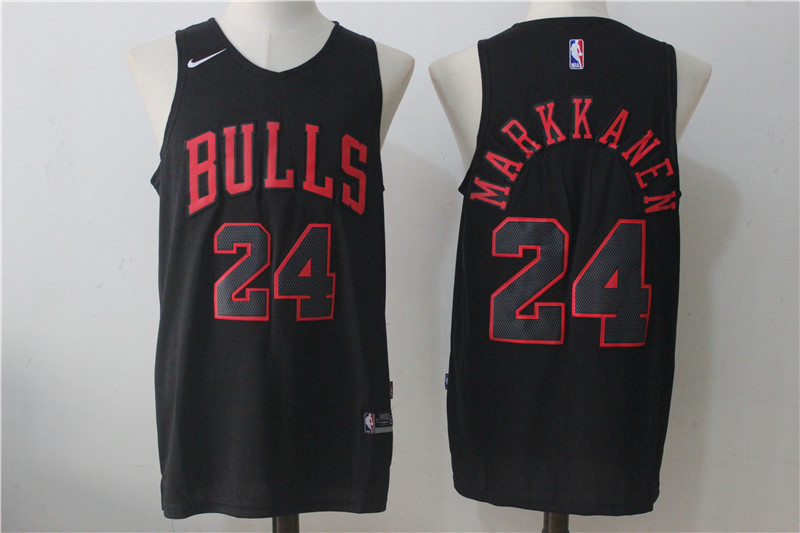 Men's Nike Chicago Bulls #24 Lauri Markkanen Black Fashion Stitched NBA Jersey - Click Image to Close