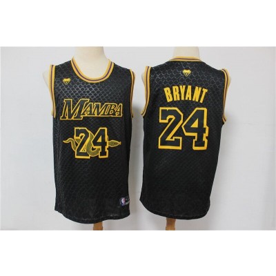 Men's Los Angeles Lakers #24 Kobe Bryant Black Mamba Snake Stitched NBA Jersey - Click Image to Close