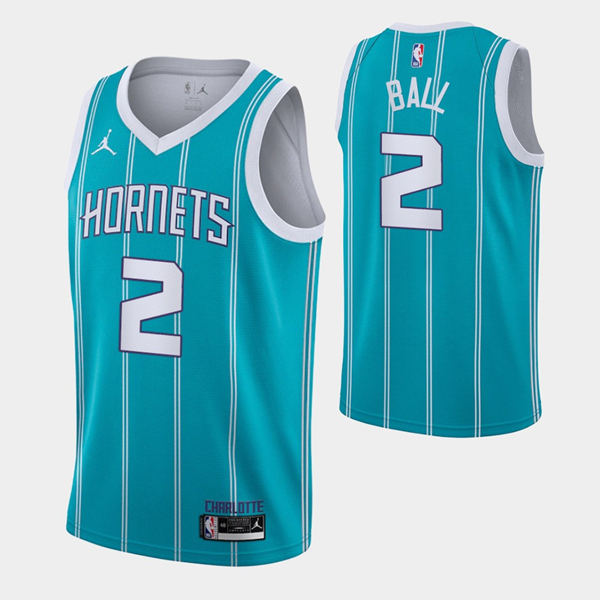 Men's Charlotte Hornets #2 LaMelo Ball Blue Stitched NBA Jersey - Click Image to Close