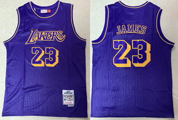 Men's Los Angeles Lakers #23 Lebron James Throwback Stitched NBA Jersey - Click Image to Close