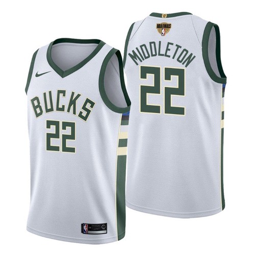 Men's Milwaukee Bucks #22 Khris Middleton 2021 NBA Finals White Stitched NBA Jersey - Click Image to Close