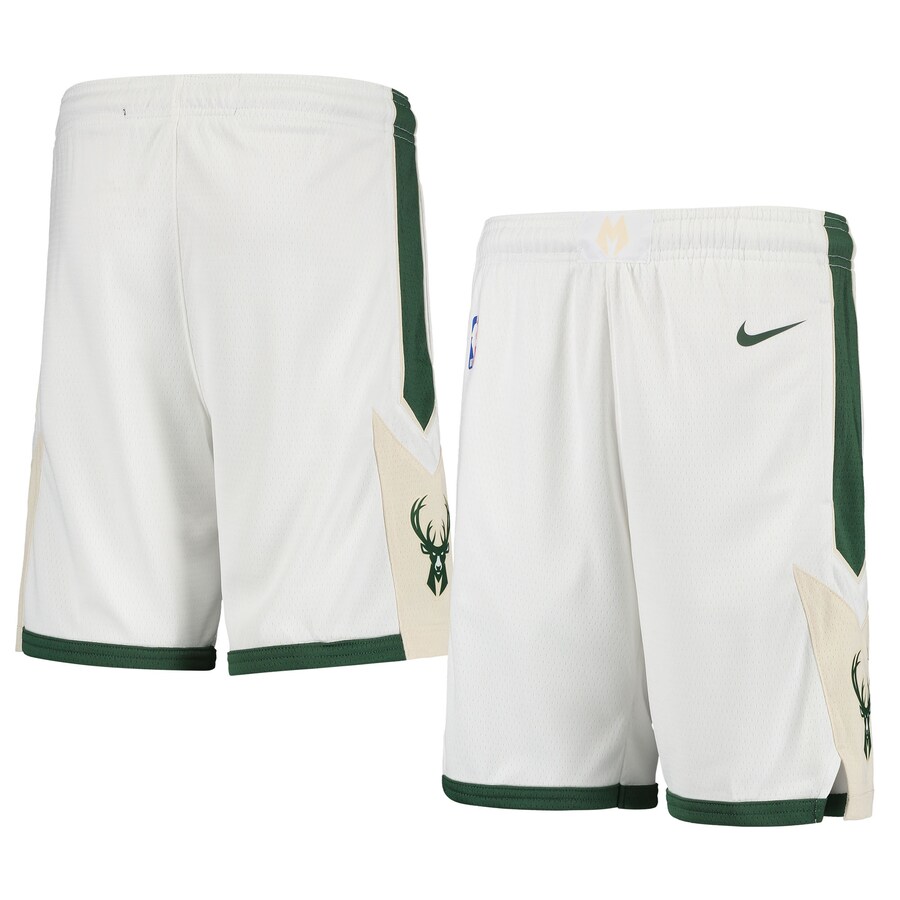 Men's Milwaukee Bucks White NBA Shorts (Run Smaller) - Click Image to Close