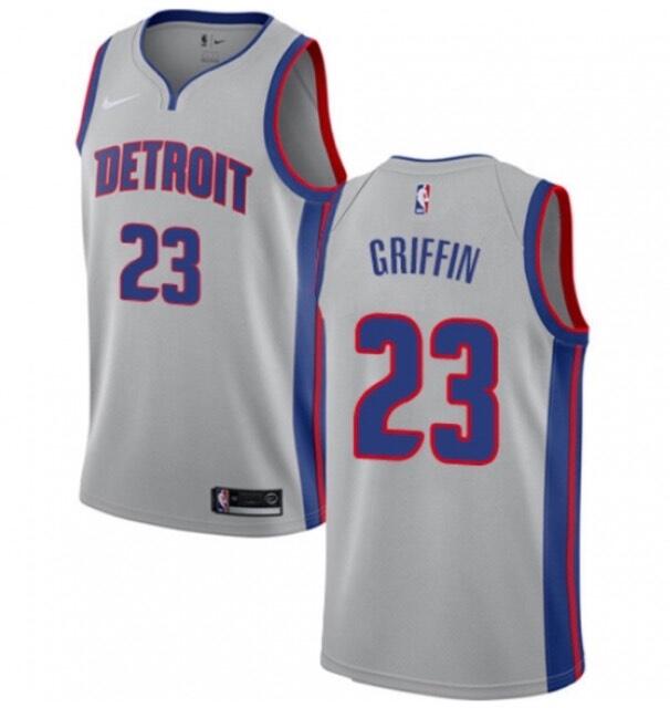 Men's Detroit Pistons #23 Blake Griffin Silver Stitched NBA Jersey - Click Image to Close