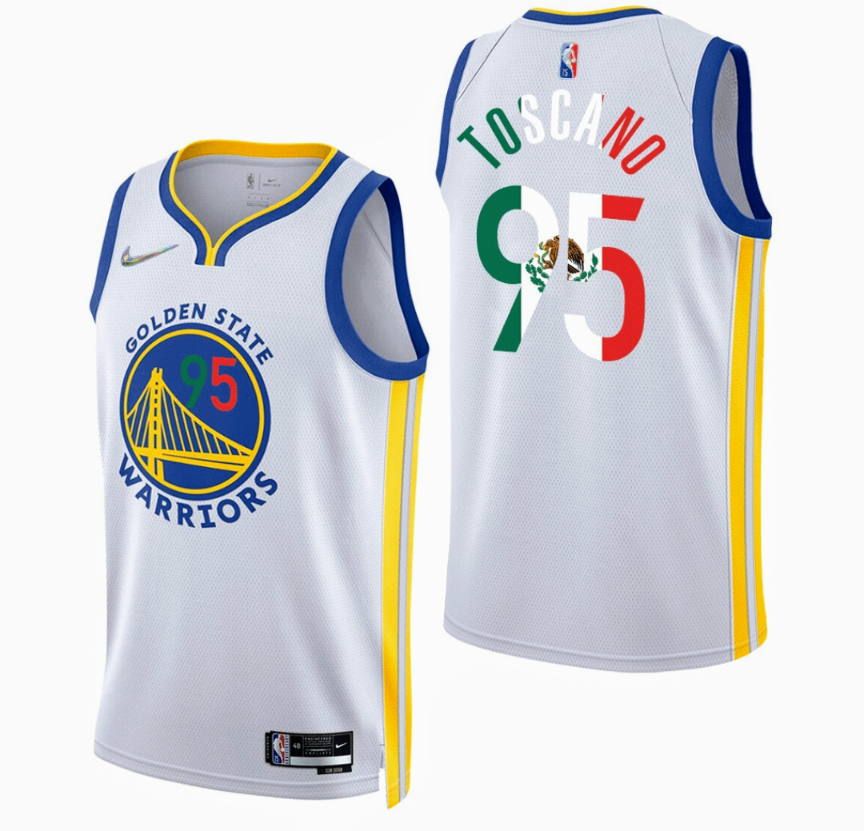 Men's Golden State Warriors #95 Juan Toscano-Anderson 2022 White Special Mexico Edition Swingman Stitched Jersey - Click Image to Close