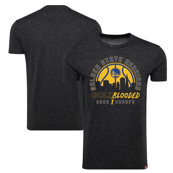 Men's Golden State Warriors 2022 Black NBA Finals Champions Comfy Tri-Blend T-Shirt - Click Image to Close