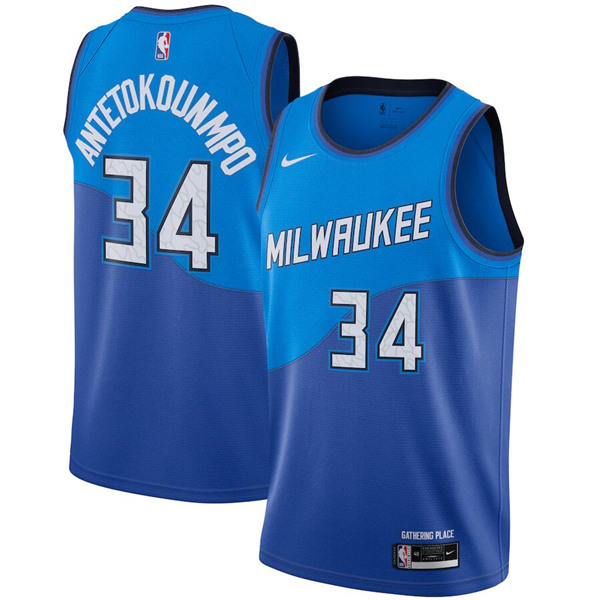 Men's Milwaukee Bucks #34 Giannis Antetokounmpo Blue Stitched NBA Jersey