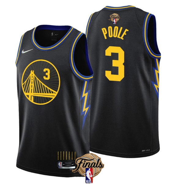 Men's Golden State Warriors #3 Jordan Poole Black 2022 Finals Stitched Jersey - Click Image to Close