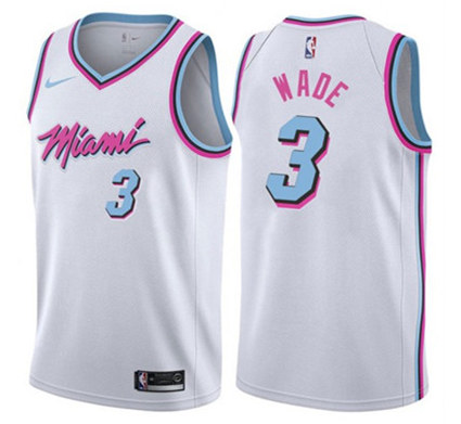 Men's Miami Heat Dwyane Wade Dri-FIT White City Edition Swingman Stitched Jersey