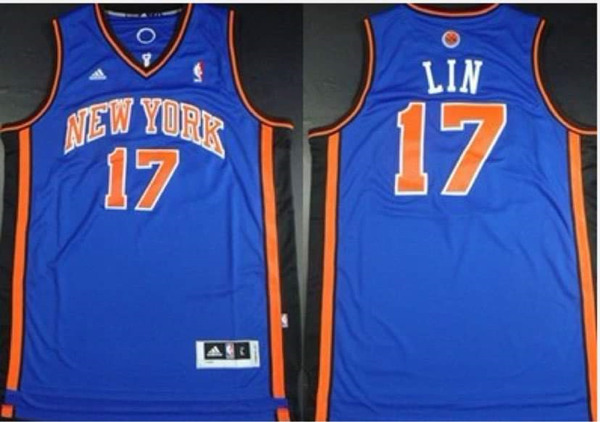 Men's New York Knicks #17 Jeremy Lin Blue Stitched Jersey