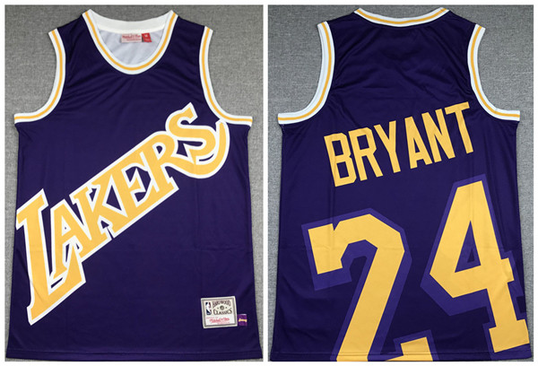 Men's Los Angeles Lakers #24 Kobe Bryant Purple Big Face Stitched Jersey - Click Image to Close