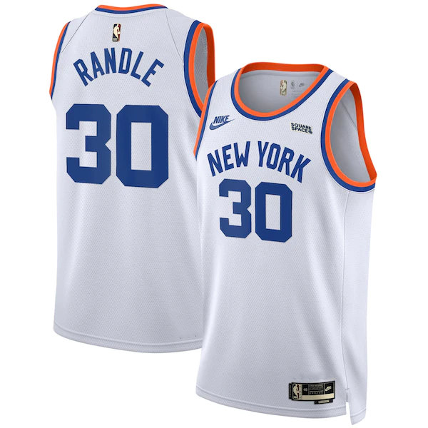 Men's New York Knicks #30 Julius Randle 2021/2022 White City Edition Stitched Jersey