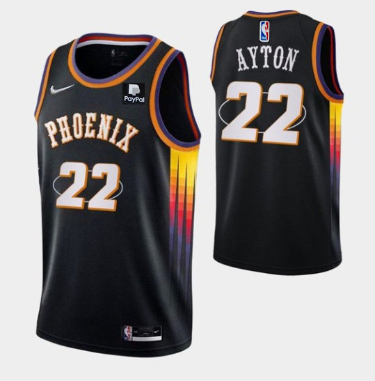 Men's Phoenix Suns #22 Deandre Ayton Black 75th Anniversary Stitched Basketball Jersey - Click Image to Close